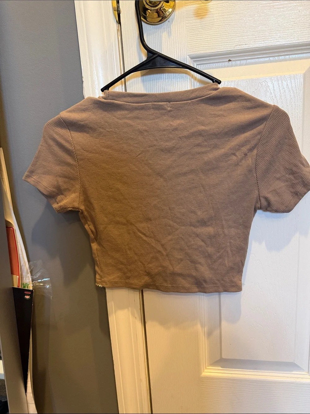 Garage Taupe Crop Top with Rhinestone Trim - Picture 2 of 2